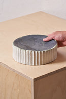 Catchall tray /  Vertical carved grooves with copper