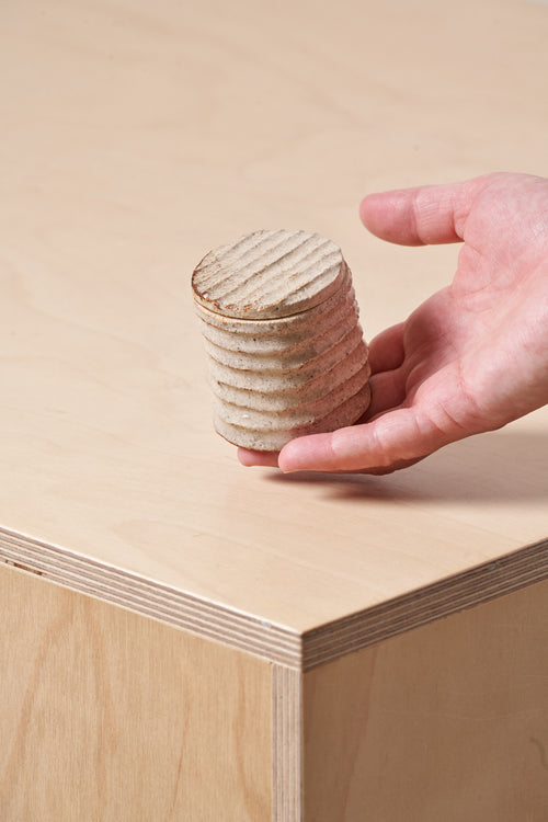 Tiny Box / Horizontal carved grooves with iron details