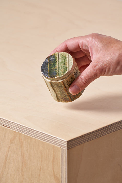 Tiny Box / Large vertical carved grooves with copper