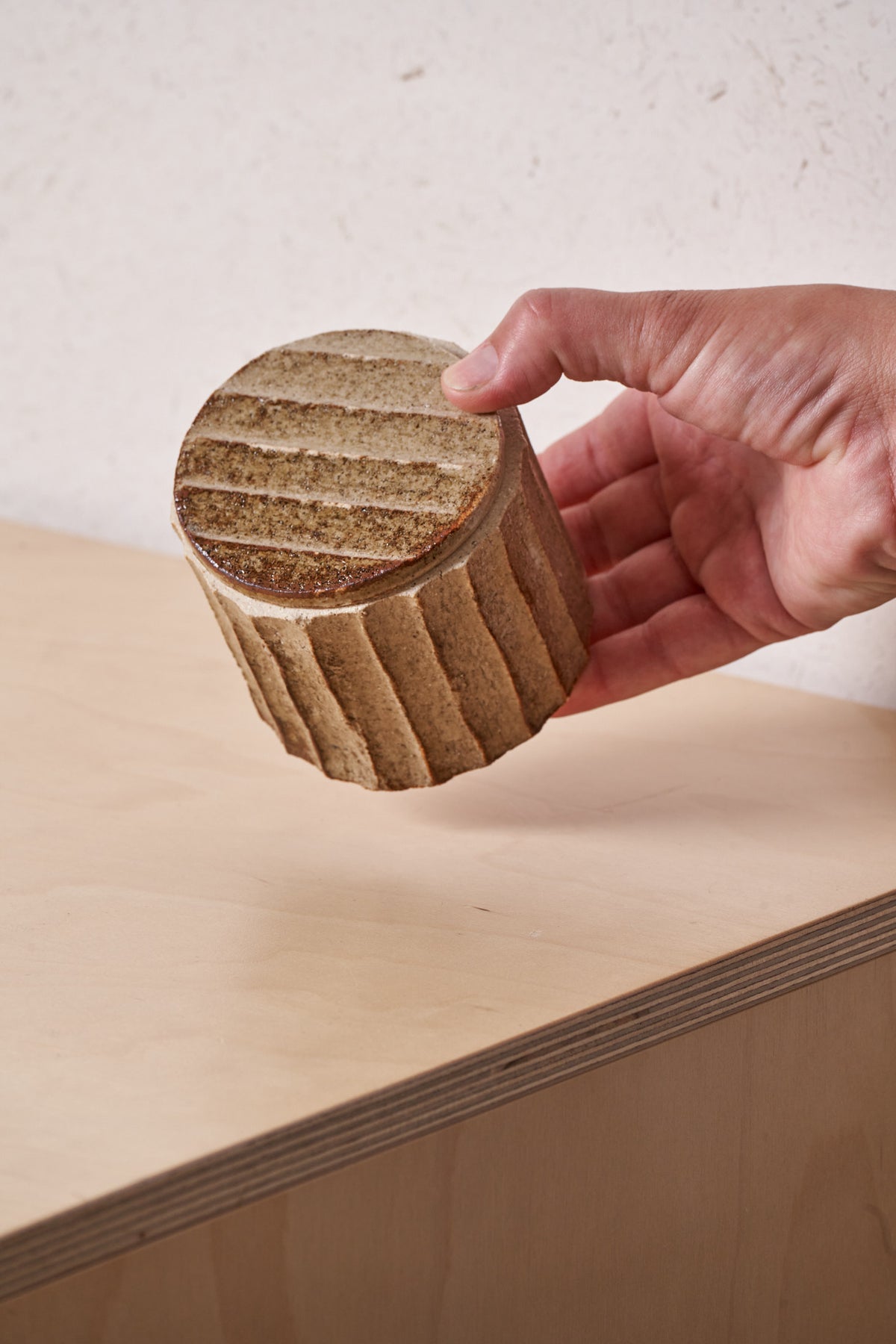 Box /  Vertinal carved grooves with iron