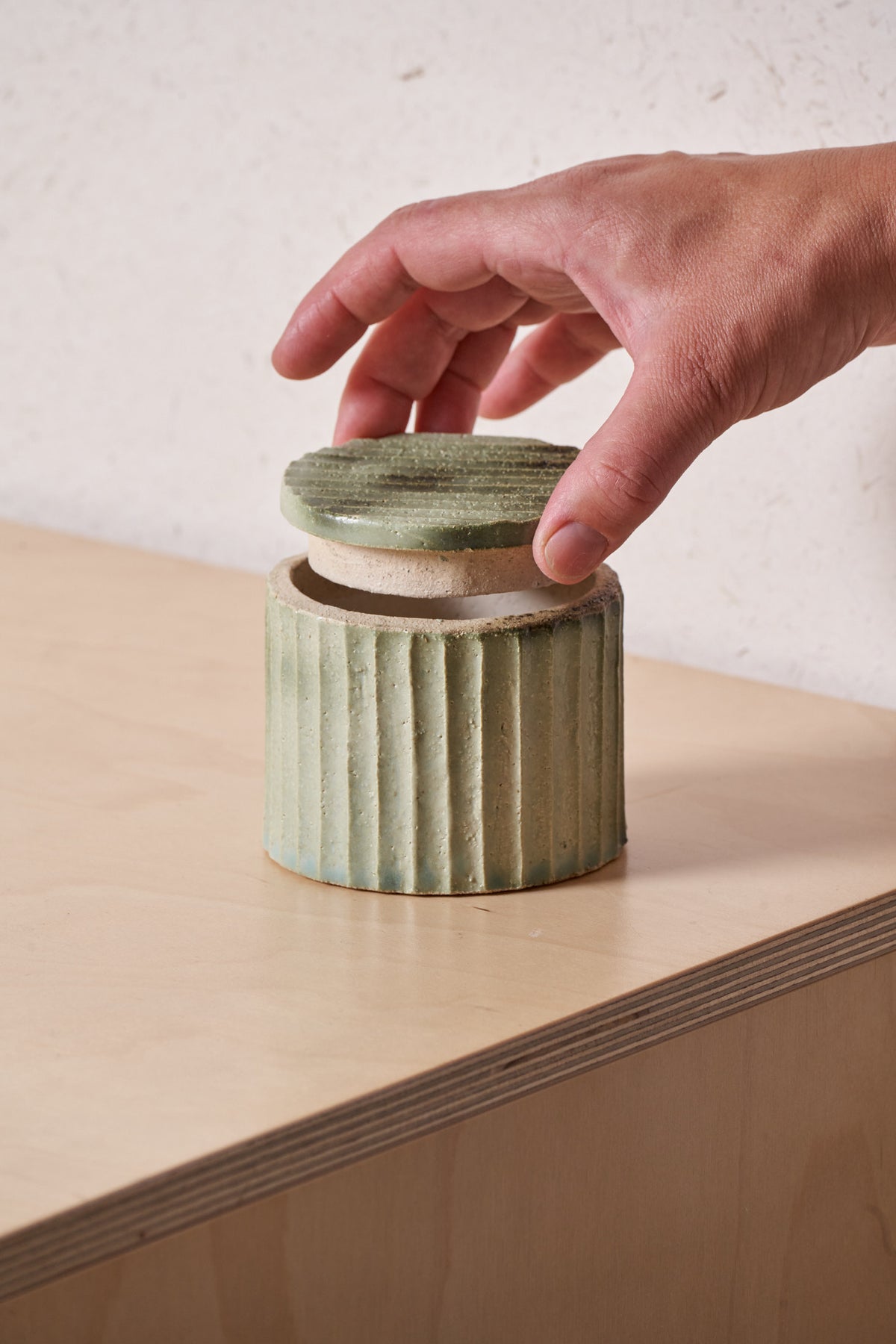 Box /  Narrow Vertical carved grooves with copper