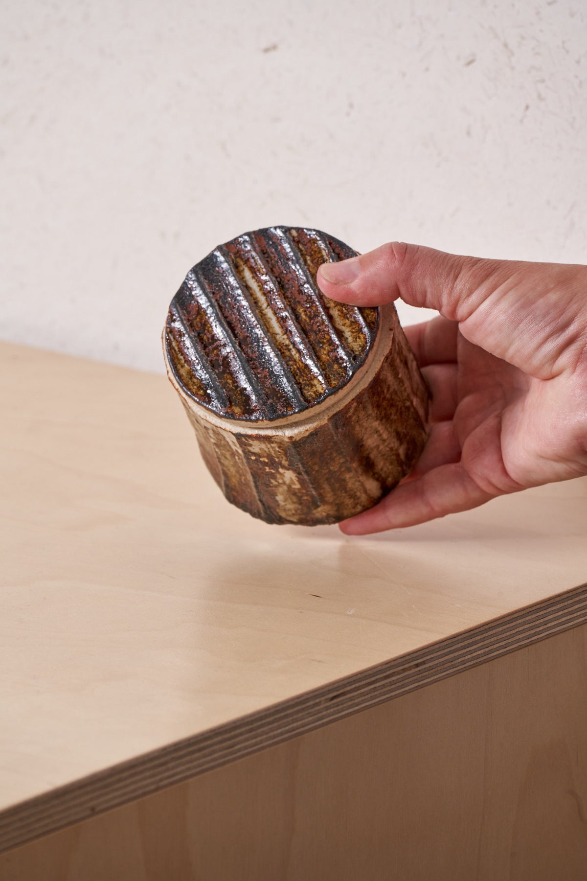 Box /  Large Vertical carved grooves with iron