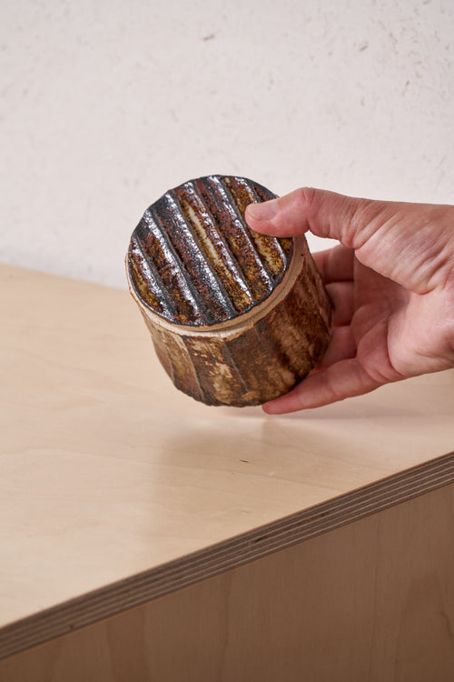 Box /  Large Vertical carved grooves with iron