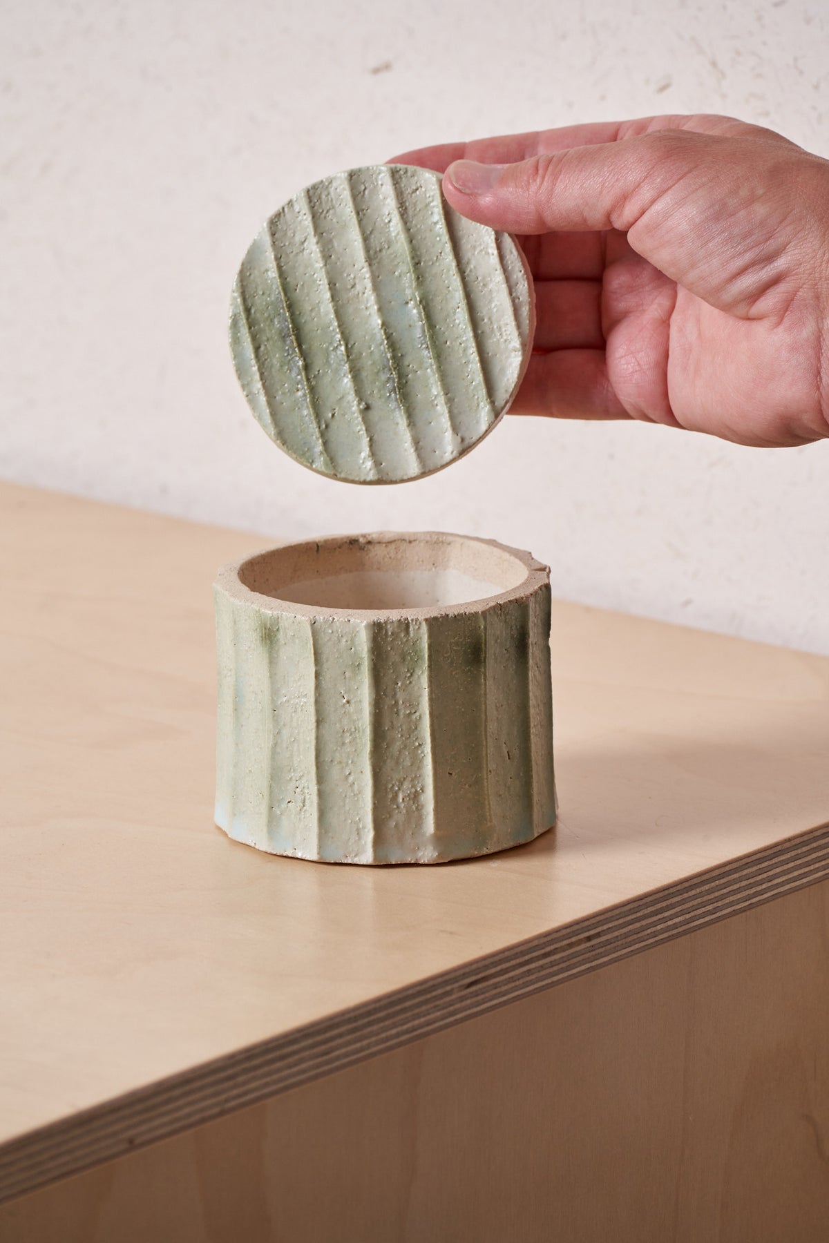 Box /  Vertical carved grooves with copper