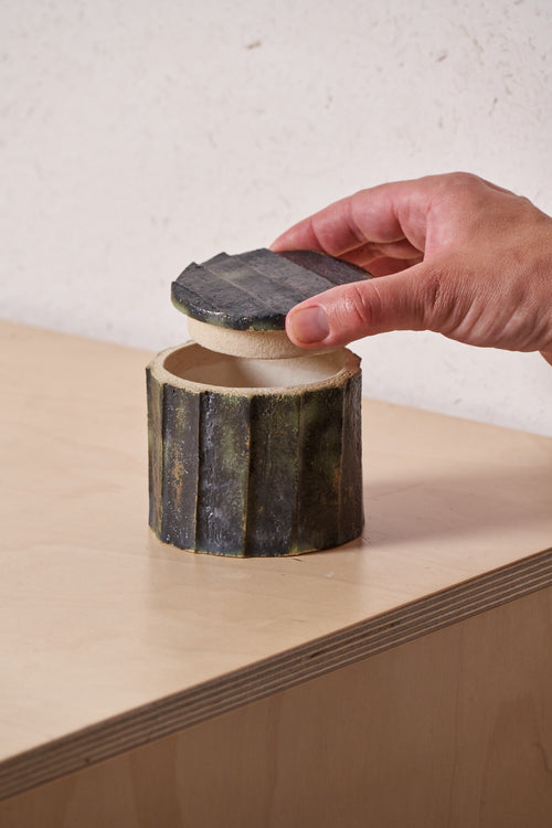 Box /  Large Vertical carved grooves with copper