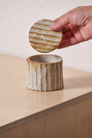 Box /  Vertical carved grooves with iron