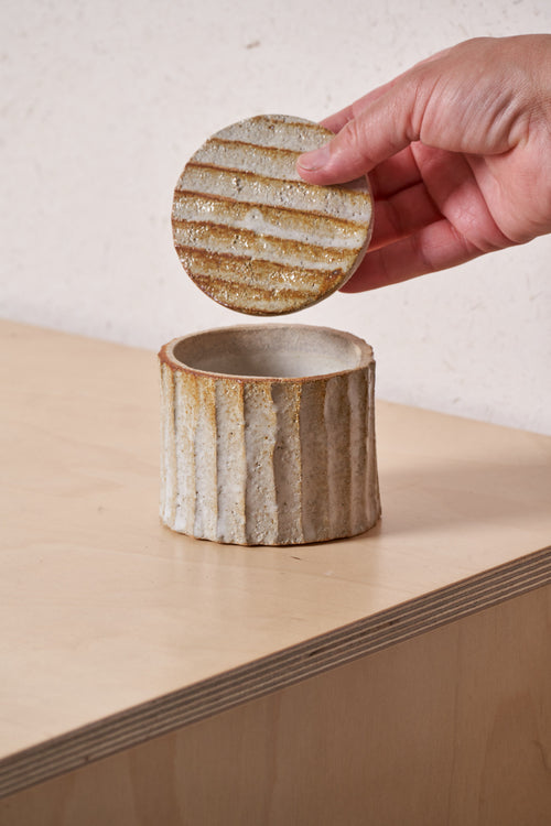 Box /  Vertical carved grooves with iron