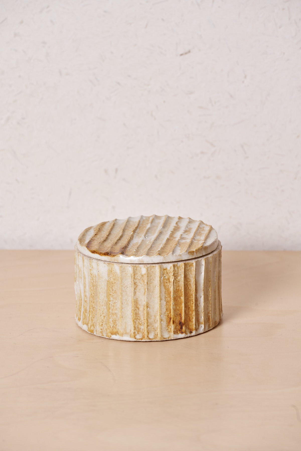 Low Box /  Narrow horizontal carved grooves with iron