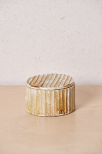 Low Box /  Narrow horizontal carved grooves with iron